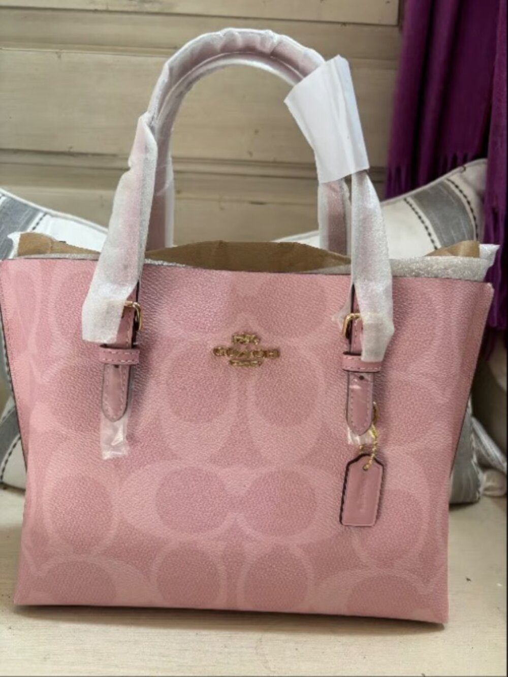 Coach Mollie Tote Bag 25 In Signature Canvas CAL50, Powder pink